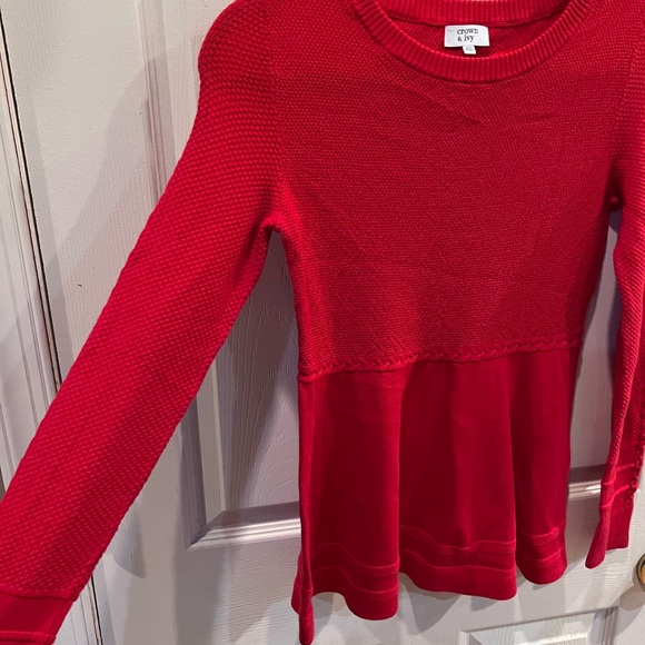 NWOT $65 Crown and Ivy | Peplum | Preppy Sweater in Red - Picture 3 of 9